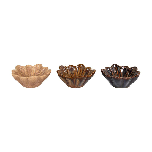 Nest of Nora Waxinelichthouders set van 3 - Ø8,5x3,5 cm - Beige Bruin Donkerbruin
