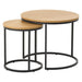 Nest of Nora Salontafel set van 2 Alma - Nestbaar - Eiken melamine met metalen poten - Ø60 CM - Naturel