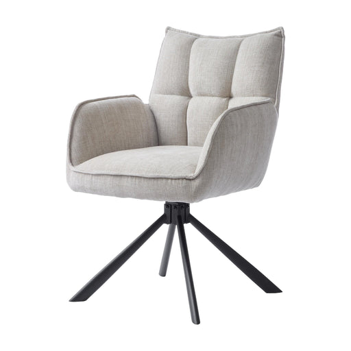 Set van 2 - Nest of Nora Eetkamerstoelen Nena met armleuning - Draaibaar - Linnen
