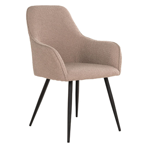 Set van 2 - Nest of Nora Eetkamerstoel bouclé - Met zwarte poten - Beige