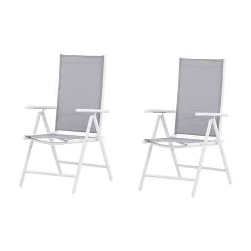 Set van 2 - Nest of Nora Tuinstoelen verstelbaar inklapbaar aluminium textileen - Grijs