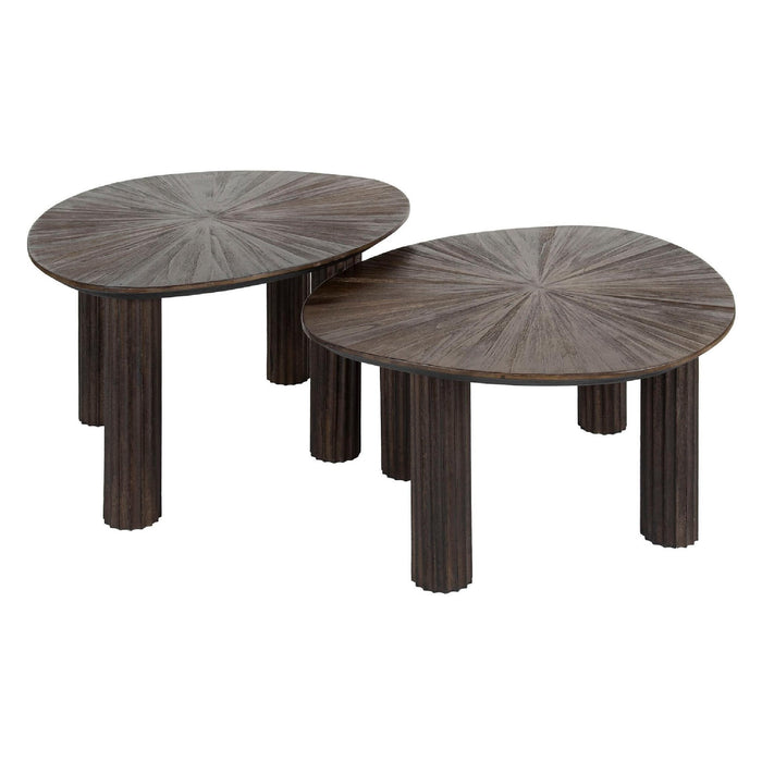 Nest of Nora Salontafel set Sena - Set van 2 driehoekig - Massief teak hout - Espresso