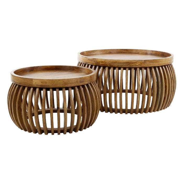 Nest of Nora Salontafel set Milan - Set van 2 rond curve - Massief mangohout