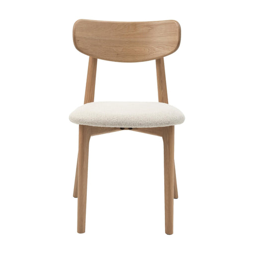 Set van 2 - Nest of Nora Eetkamerstoelen Pip - bouclé - Eikenhout - Offwhite