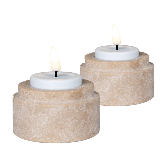 Nest of Nora 2 pack Theelichthouders set - Travertin - Natural