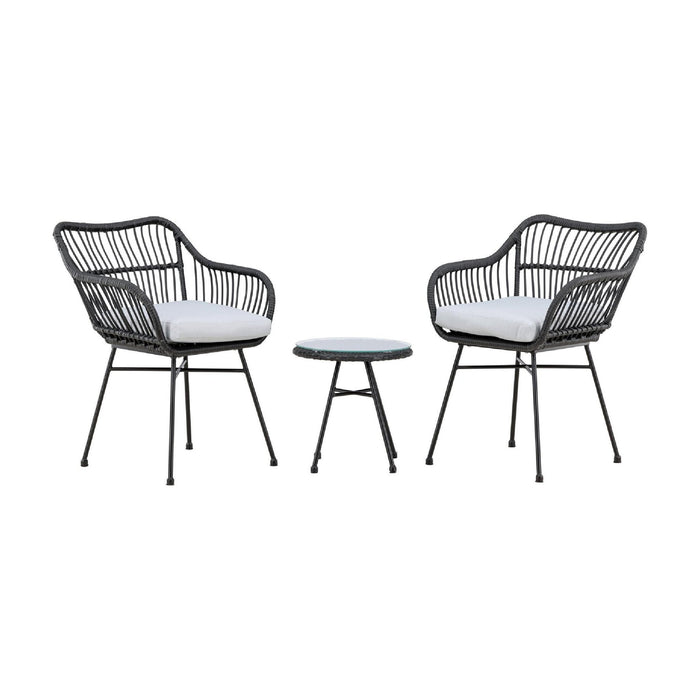 Nest of Nora Balkonset 2-persoons met tafel - Rotan - Zwart