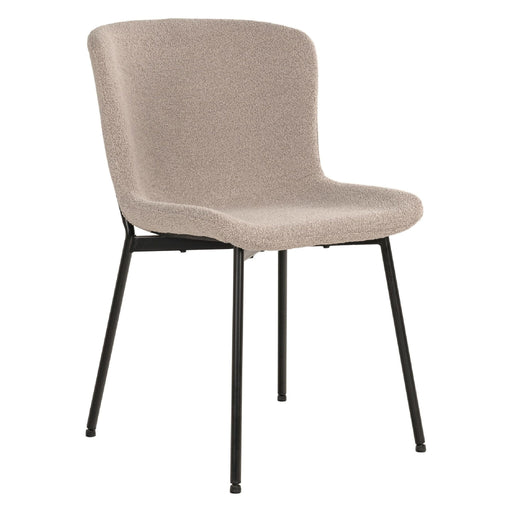 Set van 2 - Nest of Nora Eetkamerstoel Lano bouclé - Zwarte metalen poten - Beige