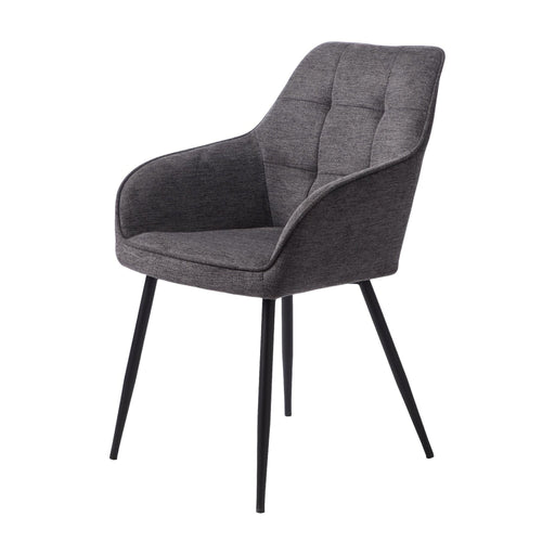 Set van 2 - Nest of Nora Eetkamerstoelen Zane met armleuning - Stof - Donkergrijs