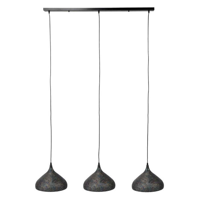 Nest of Nora Hanglamp Riom - 3-lichts industrieel - E27 - Zwart bruin