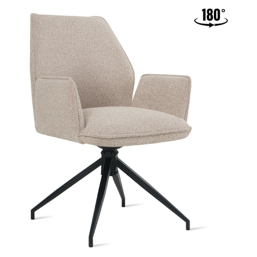 Set van 2 - Nest of Nora Draaibare eetkamerstoelen met armleuning Emmy - Taupe bouclé