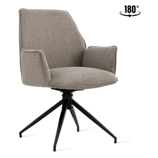 Set van 2 - Nest of Nora Draaibare eetkamerstoelen met armleuning Emmy - Taupe linnen