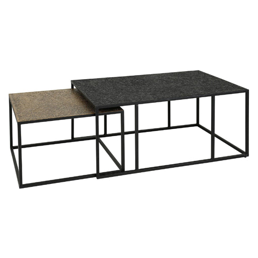 Nest of Nora Salontafel rechthoekig set - Metallic look - Set van 2 - Grijs