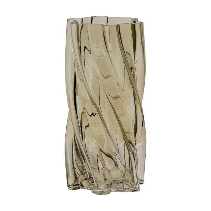 Nest of Nora Vaas mondgeblazen glas 12.5x25 cm - Smoked Green