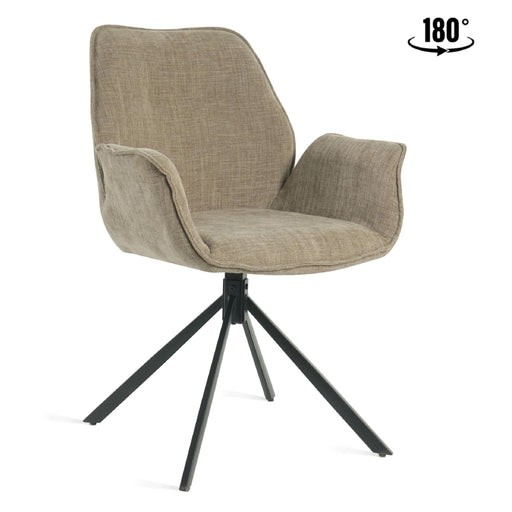 Set van 2 - Nest of Nora Draaibare eetkamerstoelen met armleuning Livia - Taupe