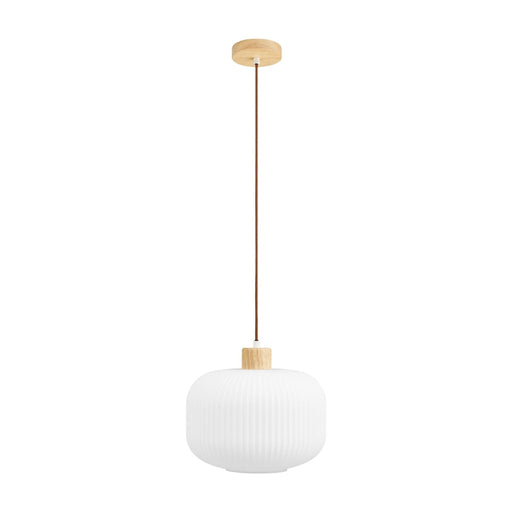 Nest of Nora Hanglamp Brynn - Glas en hout Ø30 cm - Wit