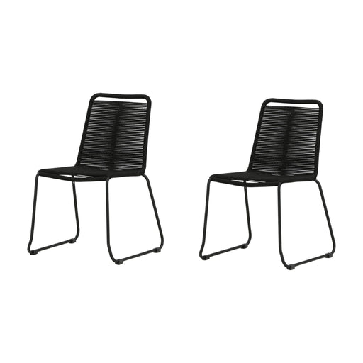 Set van 2 - Nest of Nora Stapelbare tuinstoelen - Touw met aluminium frame - Zwart