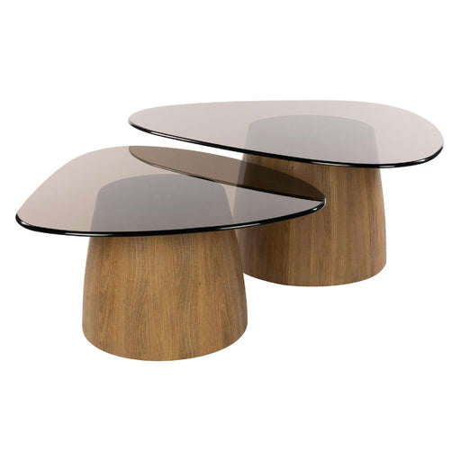 Nest of Nora Salontafel Arlen - Driehoekige vormen set van 2 - Brons glas