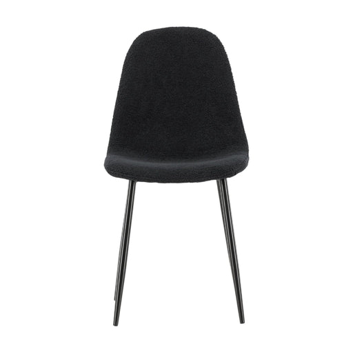 Set van 2 - Nest of Nora Eetkamerstoelen - Teddy stof met stalen poten - Zwart