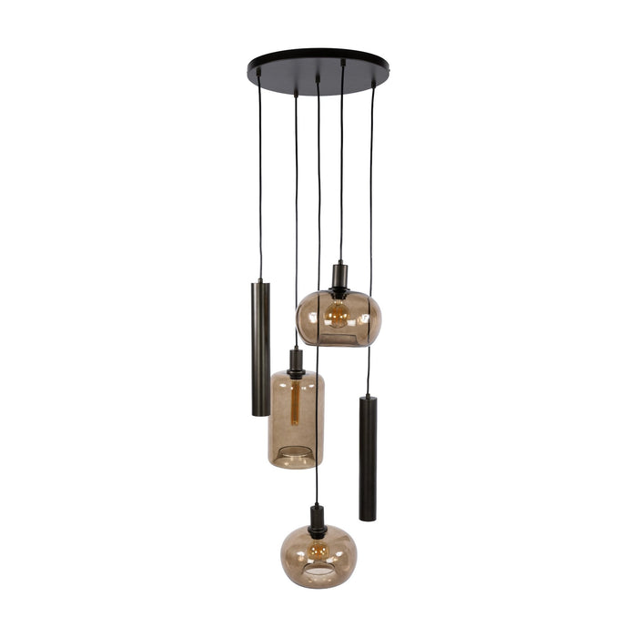 Nest of Nora Hanglamp Nelo - Getrapt 5-lichts - Sienna bruin