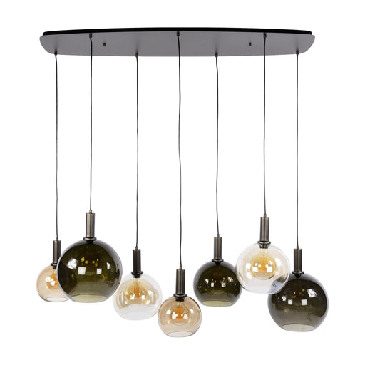 Nest of Nora Hanglamp Myla - 7 bolvormige glazen kappen - Amberbruin