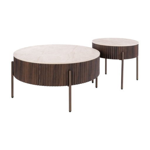 Set van 2 - Nest of Nora Salontafel Telo rond - 3D keramiek - Taj Mahal
