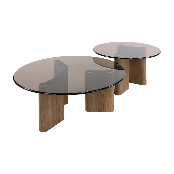 Set van 2 - Nest of Nora Salontafel Arlen - Ronde rookglazen bladen - Brons