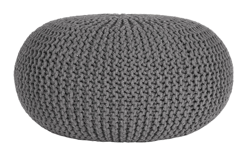LABEL51 Poef Knitted, 70 x 35cm - Donkergrijs - Rond
