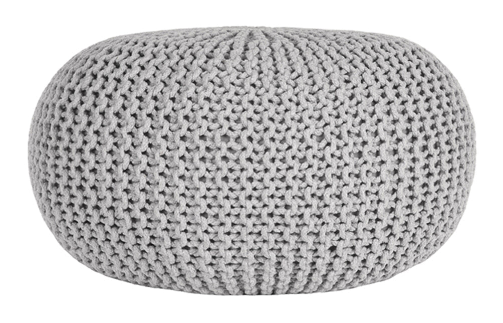LABEL51 Poef Knitted, 70 x 35cm - Lichtgrijs - Rond - ThatLyfeStyle