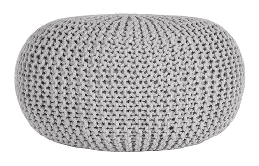 LABEL51 Poef Knitted, 70 x 35cm - Lichtgrijs - Rond - ThatLyfeStyle