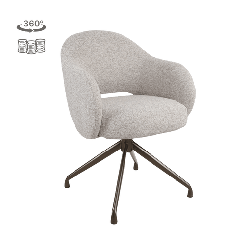 Tower Living Draaibare Eetkamerstoel Porto Toro leder - Beige/Bruin