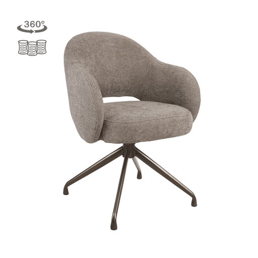 Tower Living Draaibare Eetkamerstoel Porto Toro leder - Mocca/Bruin