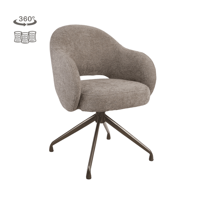 Tower Living Draaibare Eetkamerstoel Porto Toro leder - Mocca/Bruin