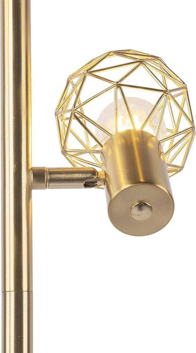QAZQA mesh - Moderne Vloerlamp 3 lichts Goud
