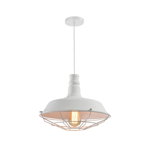QUVIO Hanglamp landelijk - Schaal met rooster - Diameter 36 cm - Wit