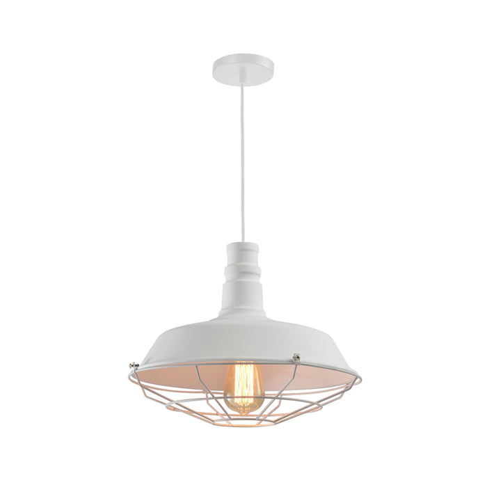 QUVIO Hanglamp landelijk - Schaal met rooster - Diameter 36 cm - Wit