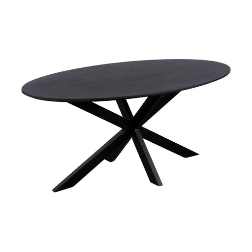 QUVIO Eettafel Sofia - Ovaal - 160x90 cm - Stalen kruispoot - FSC® gecertificeerd mangohout - Zwart