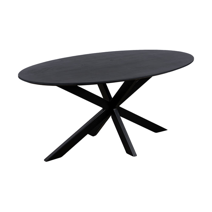 QUVIO Eettafel Sofia - Ovaal - 160x90 cm - Stalen kruispoot - FSC® gecertificeerd mangohout - Zwart