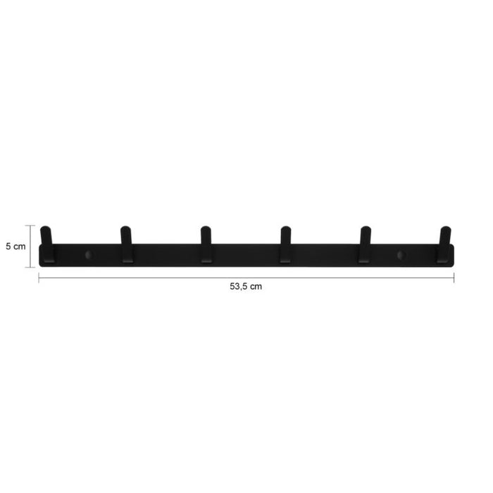 QUVIO Wandkapstok – 6 haken – Aluminium – Zwart - ThatLyfeStyle