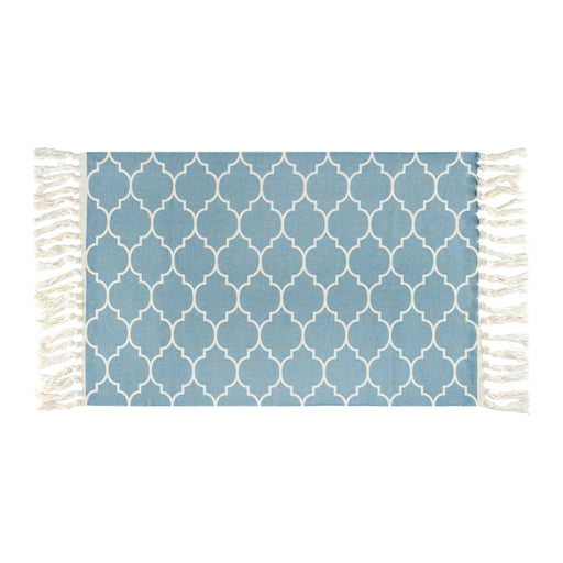 QUVIO Vloerkleed met franjes - Retro - Lichtblauw - 90 x 60 cm