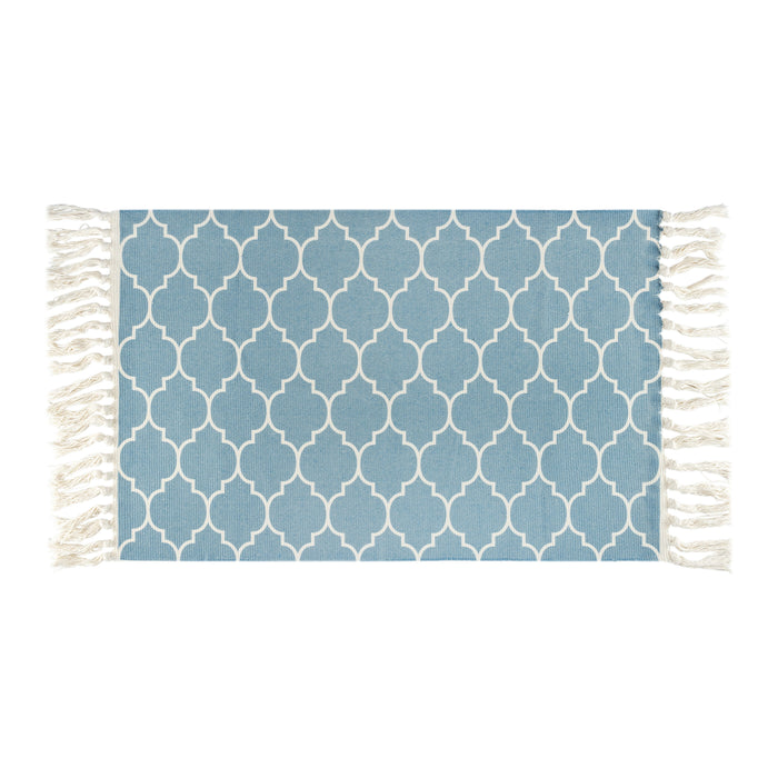 QUVIO Vloerkleed met franjes - Retro - Lichtblauw - 90 x 60 cm