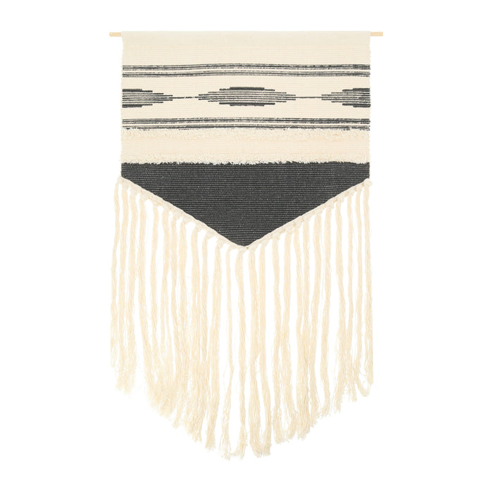QUVIO Wandkleed - Macrame - Grijs en wit
