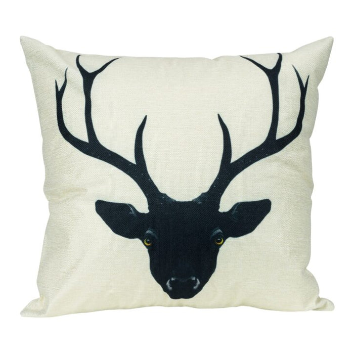 QUVIO Sierkussen met rendier – Gevuld – 45 x 45 cm – Zwart en Beige - ThatLyfeStyle