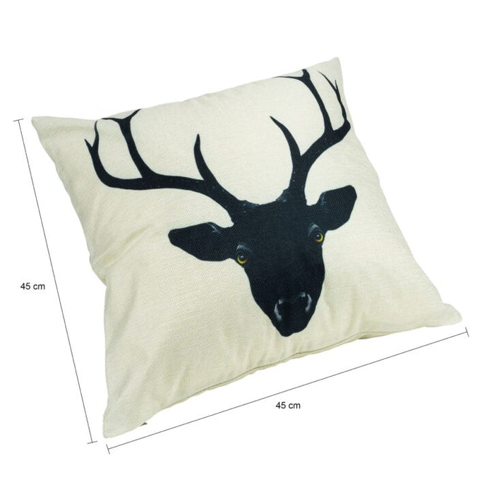 QUVIO Sierkussen met rendier – Gevuld – 45 x 45 cm – Zwart en Beige - ThatLyfeStyle