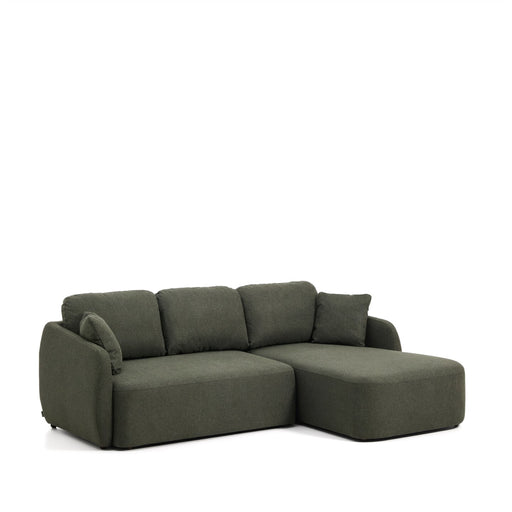 Kave Home 3-zits Lounge Slaapbank Laira Rechts, Chenille - Donkergroen