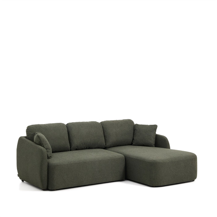 Kave Home 3-zits Lounge Slaapbank Laira Rechts, Chenille - Donkergroen