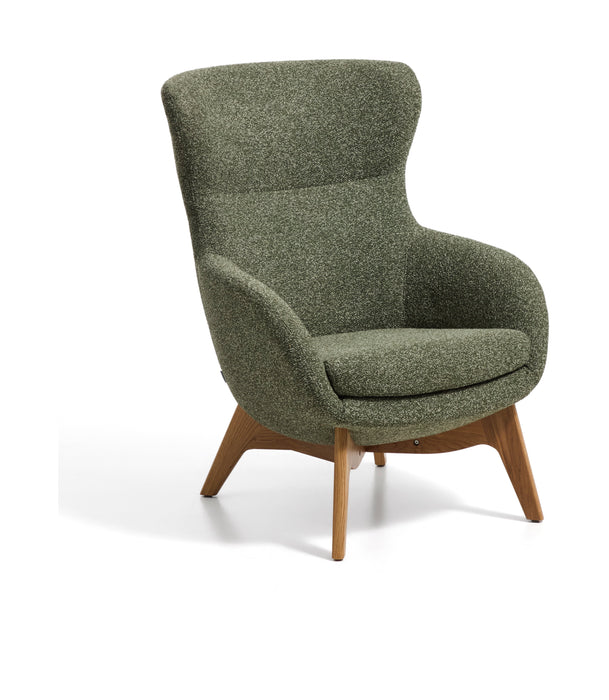 Kave Home Fauteuil Adiran Chenille & Eiken - Mosgroen