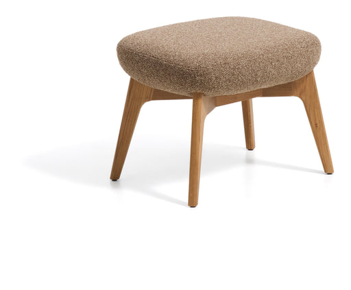 Kave Home Hocker Adiran Chenille en eikenhout - Lichtbruin