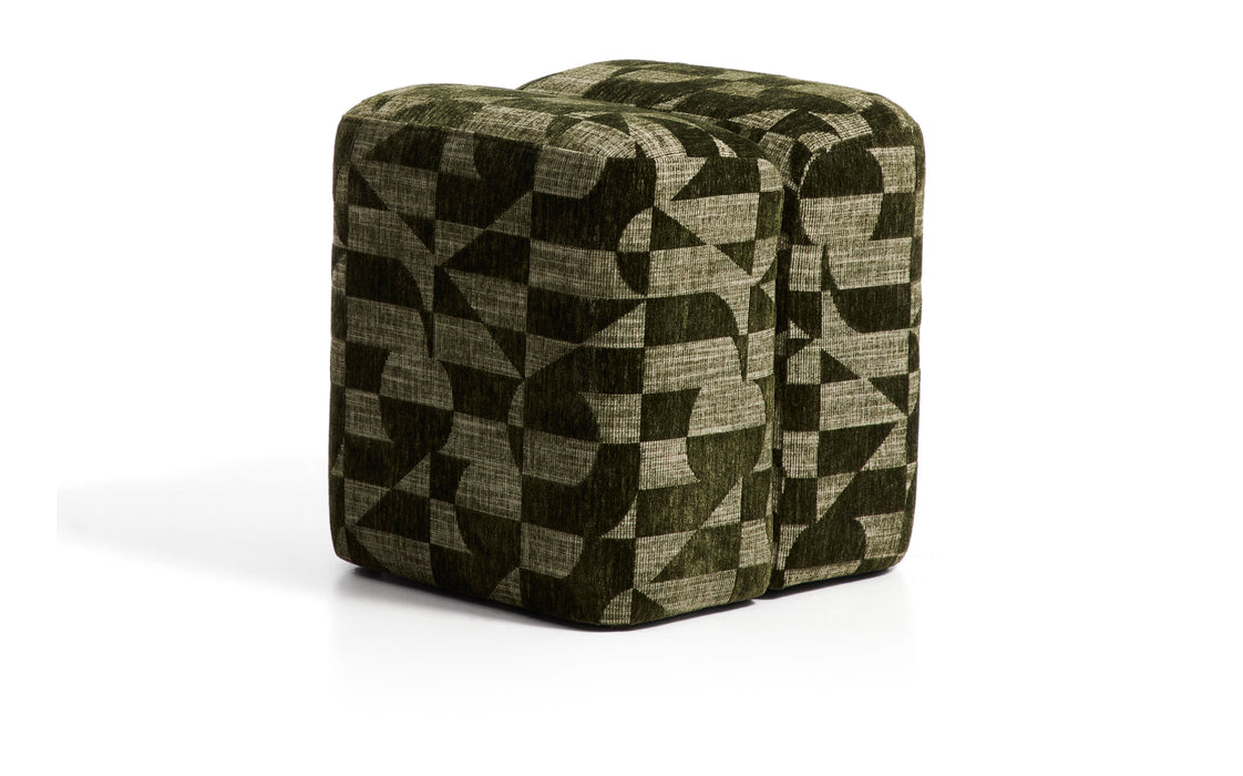 Kave Home Poef Nedilo Chenille, 45 x 45cm - Mosgroen
