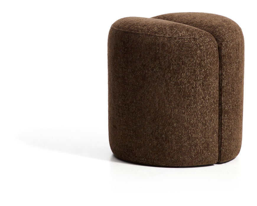Kave Home Poef Nedilo Chenille, Ø45cm - Chocoladebruin - Rond