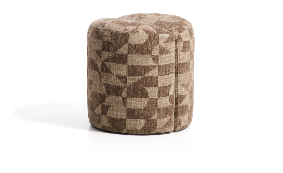 Kave Home Poef Nedilo Chenille, Ø45cm - Lichtbruin - Rond